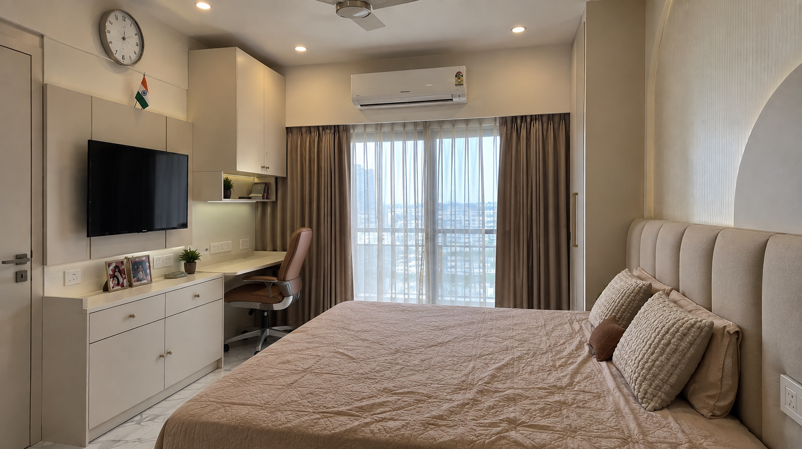 Bedroom after luxury interior design transformation in Mumbai