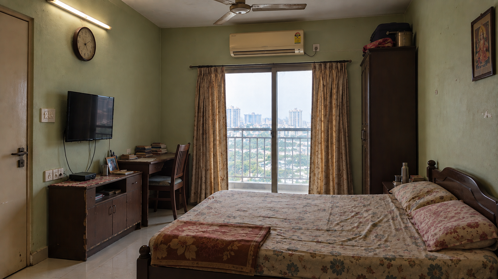 Bedroom before luxury interior renovation in Mumbai